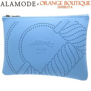 エルメス(Hermes)のHERMES(エルメス) ネオバン・カノエH MM Orage オラージュ ブルー青 ポリアミド エラスタン ブラック金具 ポーチ クラッチバッグ 小物入れ ユニセックス 40802092198【中古】【アラモード】(ポーチ)