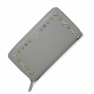 JIMMY CHOO - ジミーチュウ スタースタッズ ピッパ ラウンドファスナー ジップ 長財布 レザー ムーンストーン グレー シルバー ゴールド金具 PIPPA UUF 箱付 JIMMY CHOO（新品・未使用品）