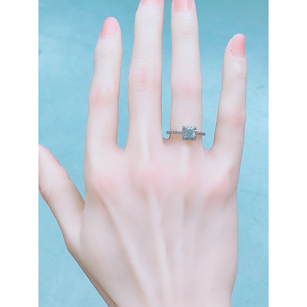 ★0.545ct0.25ct★✨ E,VS2スクエアカットダイヤモンドリング指輪 レディースのアクセサリー(リング(指輪))の商品写真