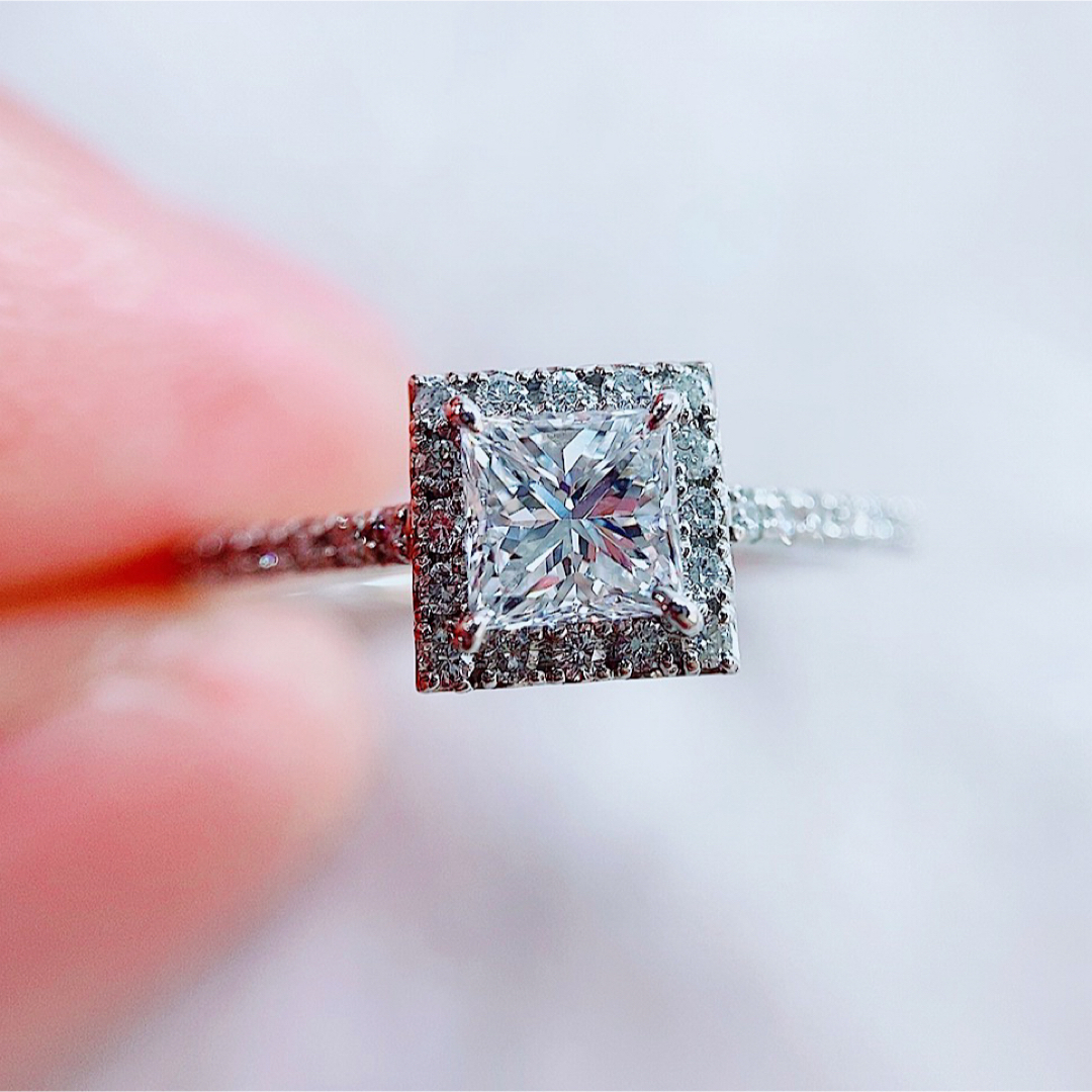 ★0.545ct0.25ct★✨ E,VS2スクエアカットダイヤモンドリング指輪 レディースのアクセサリー(リング(指輪))の商品写真