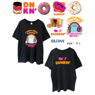 ギルタン(GILDAN)のDunkin' Donuts　Tシャツ　XL　黒　USA古着(Tシャツ/カットソー(半袖/袖なし))