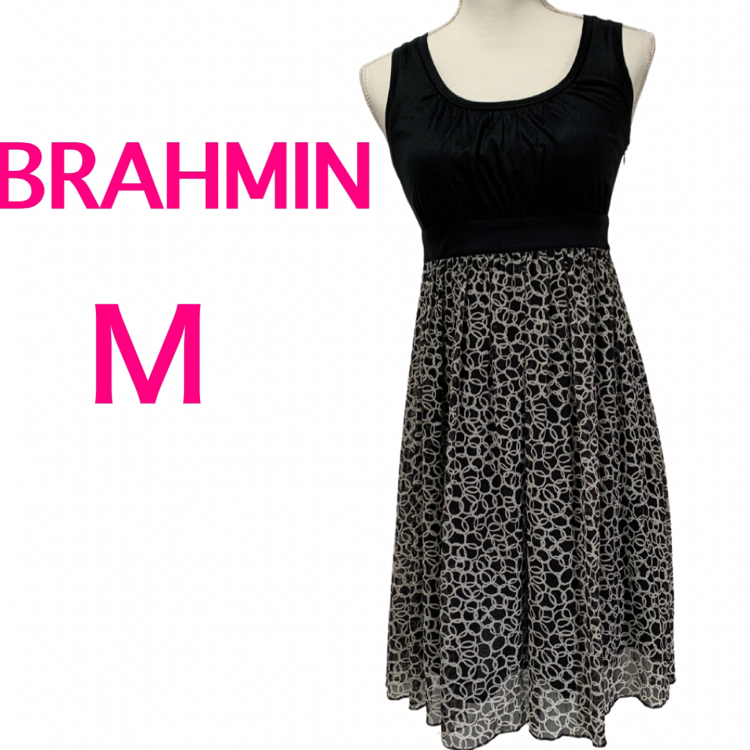 BRAHMIN(ブラーミン)のBRAHMIN  ブラーミン☆ノースリーブひざ丈ワンピース☆シアー生地☆ブラック レディースのワンピース(ひざ丈ワンピース)の商品写真