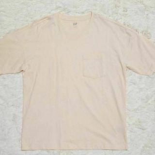 Gap クルーネック Tシャツ 半袖 ベージュ ペールオレンジ ポケットあり