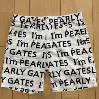 パーリーゲイツ(PEARLY GATES)のPEARLY GATES パーリーゲイツ　ハーフパンツ　総柄　メンズ　白×紺　5(ウエア)