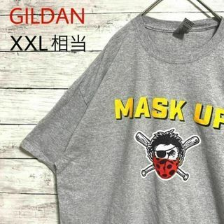 ギルタン(GILDAN)のh45 US古着　GILDAN　半袖Tシャツ　MASK UP　イラスト　企業ロゴ(Tシャツ/カットソー(半袖/袖なし))