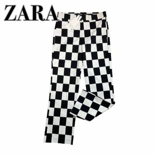 ザラ(ZARA)のZARA ザラ チェッカーボード パンツ未使用タグ付き M(カジュアルパンツ)