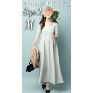 ジャスグリッティー(JUSGLITTY)の【新品タグ付き】JUSGLITTY♡ホールガーメントスクエアネックワンピ　2(ロングワンピース/マキシワンピース)