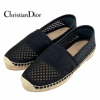 Christian Dior - クリスチャンディオール CHRISTIAN DIOR フラットシューズ スリッポン 靴 シューズ ファブリック ブラック 未使用 編み込み エスパドリーユ ロゴ