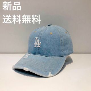 大人気⭐️新品LAダメージデニムキャップ 帽子ベースボールキャップ ストリート(キャップ)