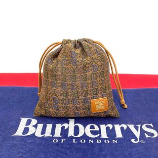 バーバリー(BURBERRY)の未使用保管品 希少品 Burberrys バーバリーズ ヴィンテージ シャドーホース ロゴ 総柄 コットン ポーチ 巾着 ブラウン 茶 34406(ポーチ)