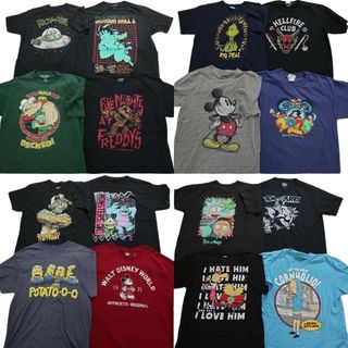 古着卸 まとめ売り キャラクター 半袖Tシャツ 16枚セット (メンズ L ) ポパイ ディズニー ナルト モンスターズインク MS5246(その他)