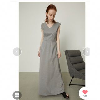 リムアーク(RIM.ARK)のBoth v-neck jersey dress(ロングワンピース/マキシワンピース)