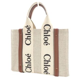 Chloe - Chloe(クロエ) woodyスモールトートバッグ 旧型 ストラップ無し ミニハンドバッグ キャンバス カーフ ベージュ ブラウン茶 レディース 40802087386【中古】【アラモード】