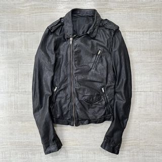 リックオウエンス(Rick Owens)のRick Owens シワ加工 レザー ライダース ジャケット サイズ XS(ライダースジャケット)