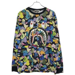 A BATHING APE - A BATHING APE ア ベイシング エイプ MULTI CAMO SHARK WIDE L/S TEE マルチカモシャークカットソー 001LTG801008X ミックス L