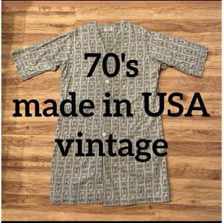 ヴィンテージ(VINTAGE)の70s米国製USA製PLEETWAY マルチプリント総柄 ロングシャツ パジャマ(シャツ)