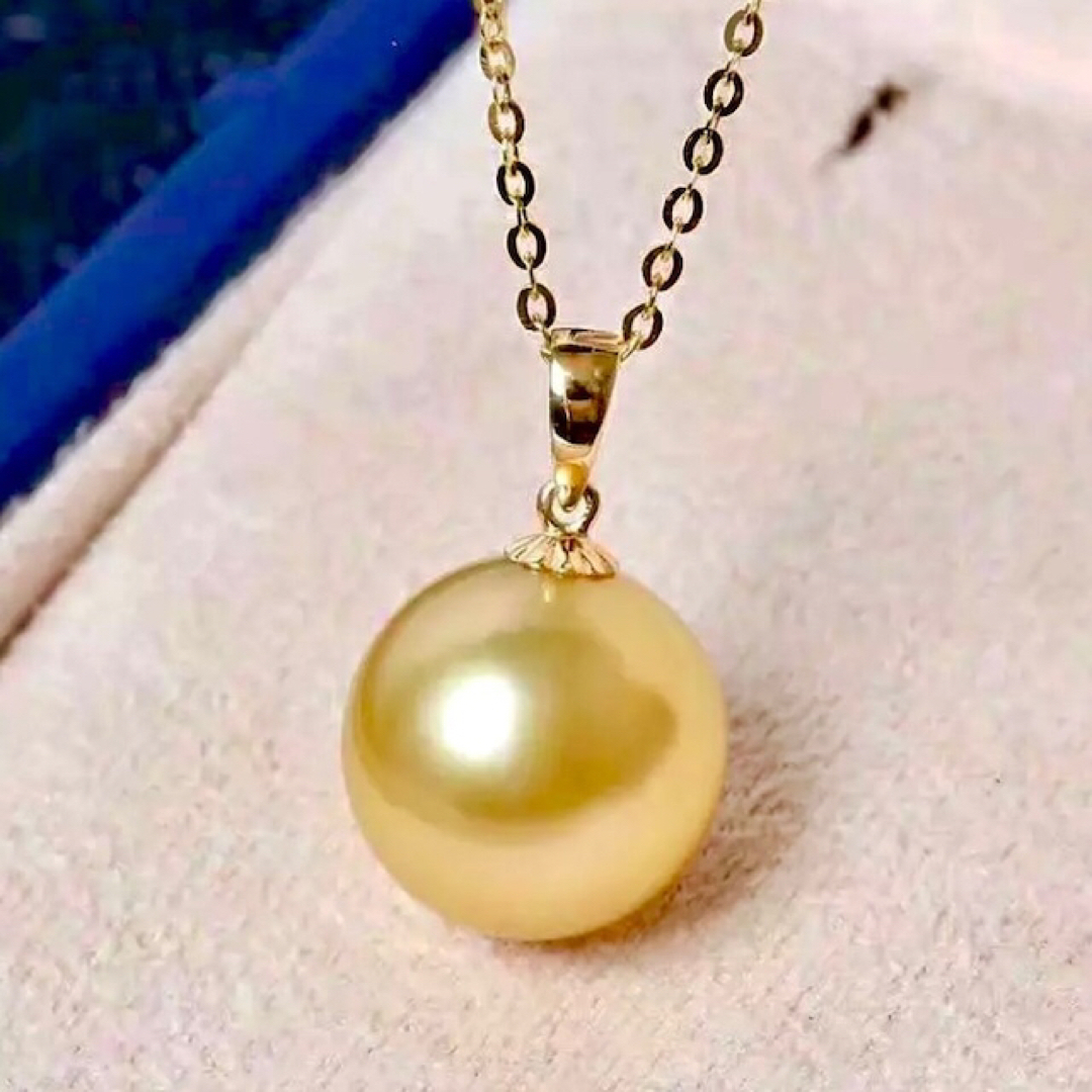 シェルゴールドパール　ナチュラル　淡水真珠　ネックレス　18k  a680 レディースのアクセサリー(ネックレス)の商品写真