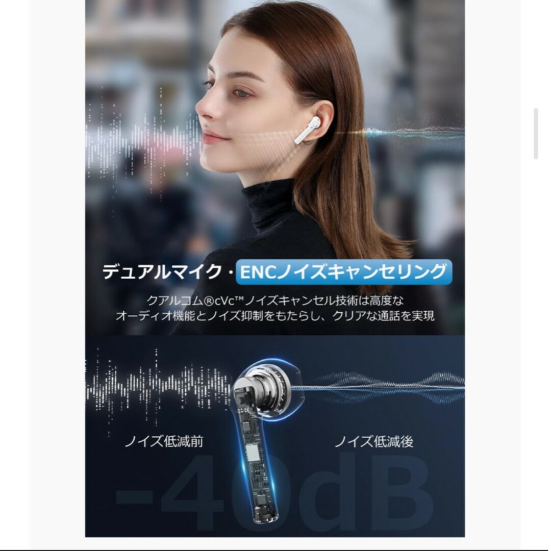 ❤️Bluetooth イヤホン ワイヤレス ホワイト 小型軽量 ハンズフリー スマホ/家電/カメラのオーディオ機器(ヘッドフォン/イヤフォン)の商品写真