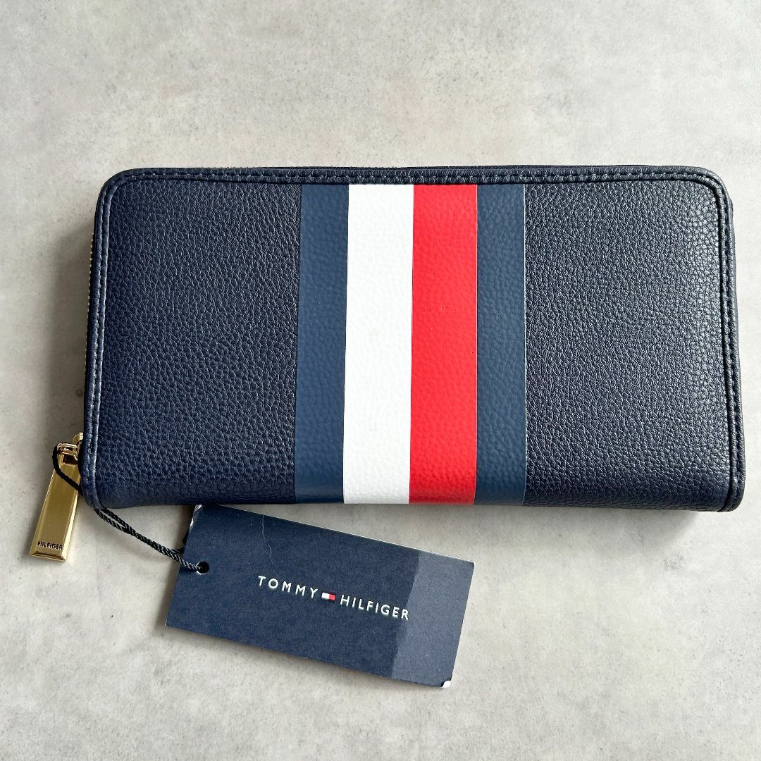 TOMMY HILFIGER(トミーヒルフィガー)のトミーヒルフィガー 長財布 トリコロール ネイビー ゴールド レディースのファッション小物(財布)の商品写真