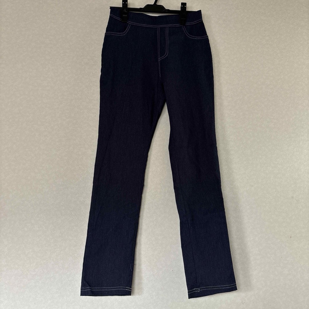ブルー　ウエストゴム　ズボン　パンツ　ポケットつき　青　ストレッチ　デニム風 メンズのパンツ(デニム/ジーンズ)の商品写真