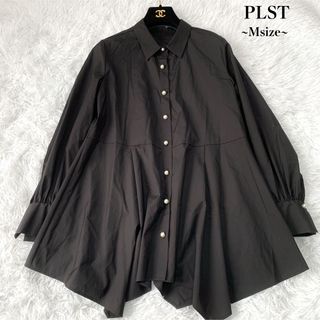 PLST - 【極美品】PLST プラステ パールボタンペプラムシャツ ブラウス M コットン