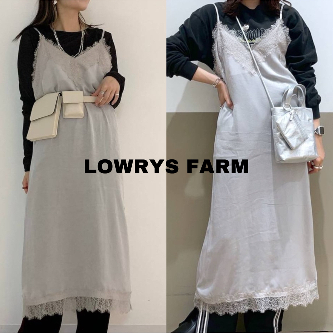 LOWRYS FARM(ローリーズファーム)のLOWRYS FARM サテンレースキャミワンピース レディースのワンピース(ロングワンピース/マキシワンピース)の商品写真