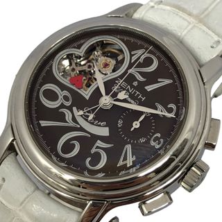 ZENITH - 　ゼニス ZENITH クロノマスター  エル・プリメロ スター オープンハート 03.1230.4021/72.0620 ブラウン SS/革ベルト（社外品） 自動巻き レディース 腕時計