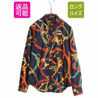 ラルフローレン(Ralph Lauren)の00s LAUREN ラルフローレン 総柄 コットン 長袖 シャツ レディース M / 古着 00年代 オールド ポロ 総柄シャツ ブラウス 薄手 馬具 ビット(シャツ/ブラウス(長袖/七分))