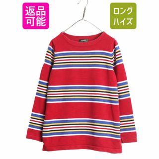 ラルフローレン(Ralph Lauren)の90s LAUREN ラルフローレン コットン ニット セーター レディース XL / 古着 90年代 オールド ボーダー 大きいサイズ ヘビーウェイト ポロ(ニット/セーター)