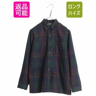 ラルフローレン(Ralph Lauren)の00s LAUREN ラルフローレン チェック 長袖 ウール シャツ レディース M 古着 90年代 オールド ポロ 長袖シャツ マルチカラー ポケット付き(シャツ/ブラウス(長袖/七分))