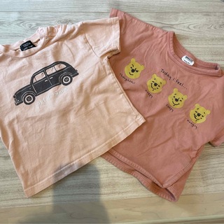 プティマイン(petit main)の【90サイズ】オレンジカラーTシャツ 2枚セット(Tシャツ/カットソー)