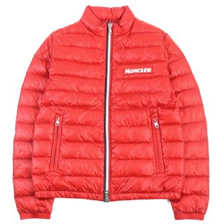 モンクレール(MONCLER)の極美品○MONCLER モンクレール F10911A11600 53029 PETICHET GIUBBOTTO ぺティシェ ロゴワッペン付き トリコロール スタンドカラー ダブルジップ ダウンジャケット レッド 1 正規品 メンズ(ダウンジャケット)