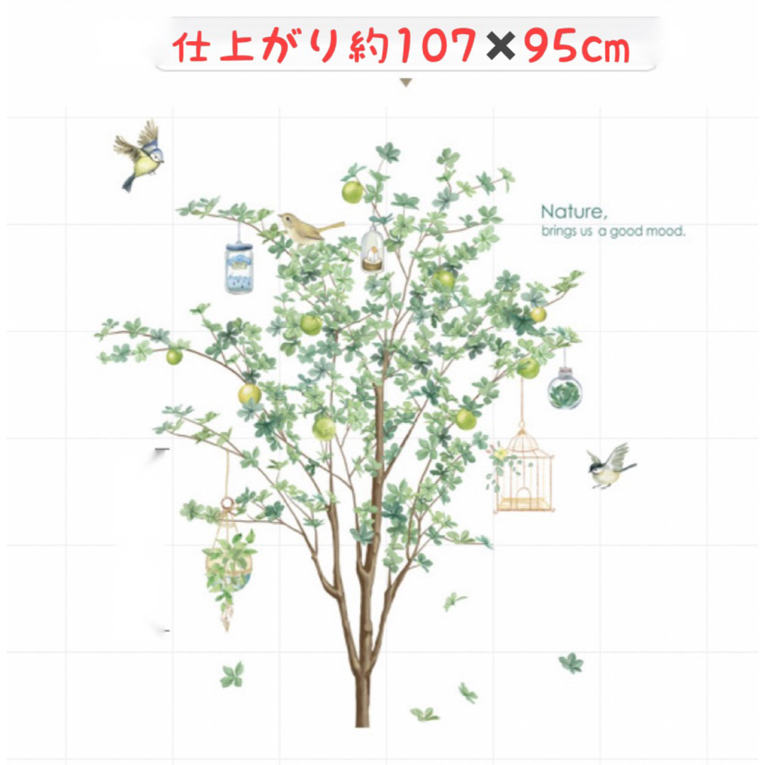 ウォールステッカー 模様替え グリーン 鳥 木 壁 植物 自然 欧風 インテリア インテリア/住まい/日用品のインテリア/住まい/日用品 その他(その他)の商品写真