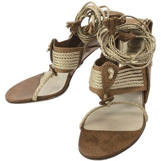 クリスチャンディオール(Christian Dior)のChristian Dior クリスチャンディオール Leather Braided Sandals コードタッセルデザインサンダル ブラウン 37(サンダル)