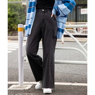 WEGO サイドダメージワイドストレートパンツ