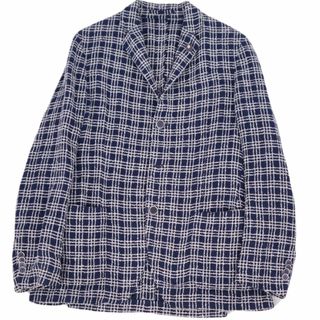 ラルディーニ(LARDINI)のラルディーニ LARDINI ジャケット テーラードジャケット シングル 背抜き チェック柄 アウター メンズ 48(S相当) ネイビー(テーラードジャケット)