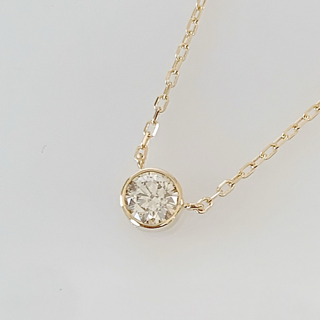 K18  フクリン 大粒 天然ダイヤモンド0.30ct  ネックレス！ レディースのアクセサリー(ネックレス)の商品写真