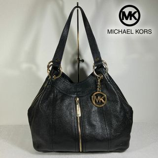 マイケルコース(Michael Kors)のマイケルコース しぼ革 MKロゴ 金具 ワンショルダー ハンドバッグ ブラック(ハンドバッグ)