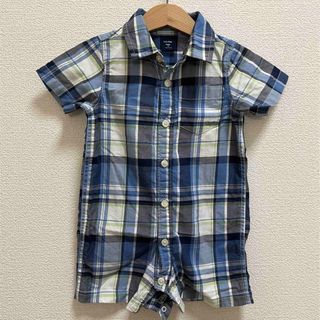 ベビーギャップ(babyGAP)のbaby GAP シャツ オーバーオール カバーオール 80 ブルー ワンピース(シャツ/カットソー)