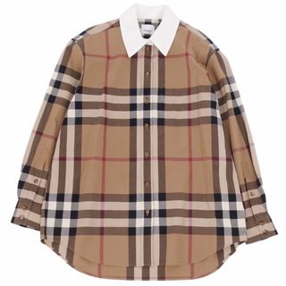 バーバリー(BURBERRY)の美品 バーバリー BURBERRY シャツ ボタンダウンシャツ ロングスリーブ 長袖 チェック柄 トップス レディース UK6 US4 IT38(S相当) ベージュ(シャツ/ブラウス(長袖/七分))