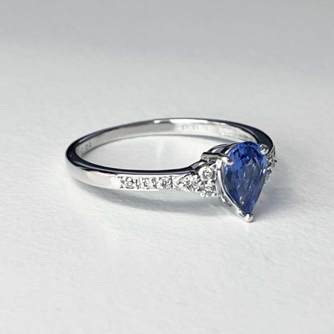 新品✨ K18WG　天然サファイア　リング　指輪　天然ダイアモンド使用　#12　 レディースのアクセサリー(リング(指輪))の商品写真