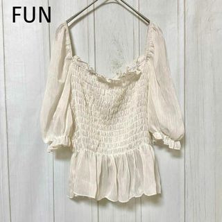 ファン(FUN)のst871 FUN/シフォンカットソー/半袖/トップス/ショート丈/アイボリー(カットソー(半袖/袖なし))