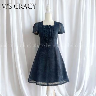 エムズグレイシー(M'S GRACY)のM'S GRACY*フリルリボンワンピース(ひざ丈ワンピース)