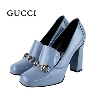 Gucci - グッチ GUCCI パンプス 靴 シューズ パテント ライトブルー ホースビット