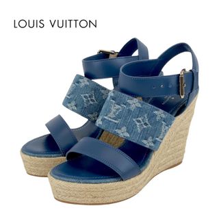 ルイヴィトン(LOUIS VUITTON)のルイヴィトン LOUIS VUITTON モノグラム サンダル 靴 シューズ デニム レザー ブルー系 未使用 エスパドリーユ ウェッジソール(サンダル)