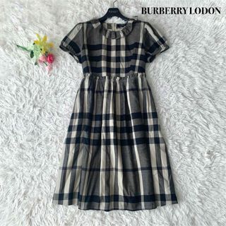 BURBERRY - 【美品】バーバリーロンドン 膝丈 ワンピース チェック ベージュ S