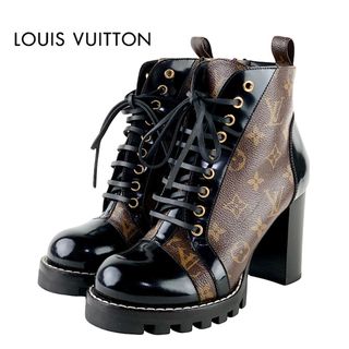 ルイヴィトン(LOUIS VUITTON)のルイヴィトン LOUIS VUITTON スタートレイルライン モノグラム ブーツ ショートブーツ 靴 シューズ レザー ブラウン ブラック アンクルブーツ レースアップ(ブーツ)