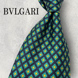 ブルガリ(BVLGARI)の美品 BVLGARI ブルガリ セッテピエゲ 格子柄 チェック ネクタイ 緑(ネクタイ)