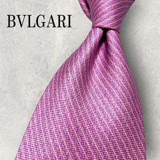 ブルガリ(BVLGARI)の美品 BVLGARI ブルガリ セッテピエゲ ストライプ ネクタイ ピンク(ネクタイ)