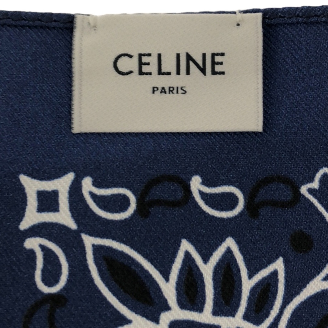 celine(セリーヌ)のCELINE セリーヌ トリオンフ ペイズリー シルクバンダナ スカーフ  ブルー メンズのファッション小物(バンダナ/スカーフ)の商品写真